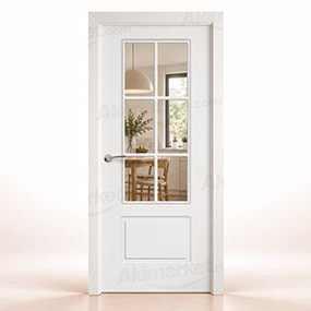 Puerta Maciza P-12 V6 de Interior Lacada Blanca 