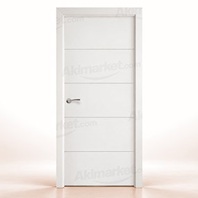 Puerta Maciza PVT5 de Interior Lacada Blanca 4 Rayas