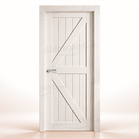 Puerta de Madera Gr001-L Rústica de Interior Lacada en Blanco