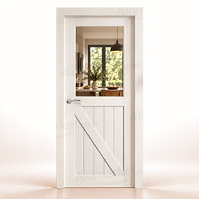 Puerta de Madera Gr001-L ZV1 Rústica de Interior Lacada en Blanco