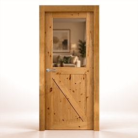 Puerta de Madera Gr001-L ZV1 Rústica de Interior Teñida Nogal Muy Claro D-2915