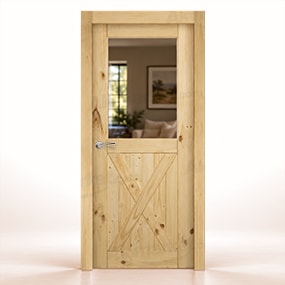 Puerta de Madera Gr002-L ZV1 Rústica de Interior en Crudo