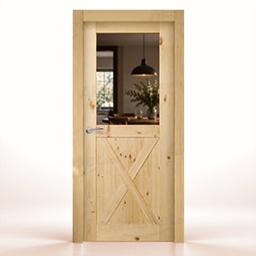Puerta de Madera Gr003-L ZV1 Rústica de Interior en Crudo